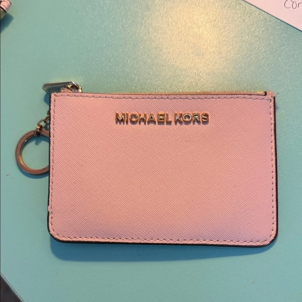 Michael Kors Blush Card Holder with Keyring pink wallet coin purse MK designer